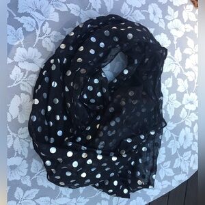 Infinity scarf black with silver polka dots